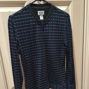 Chico's Black and Blue Striped Cardigan